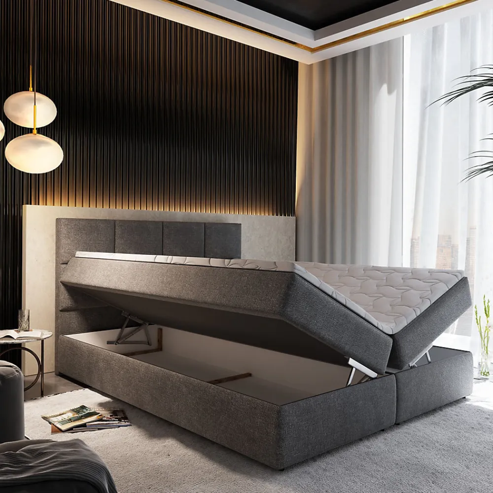 Lit Boxspring LENA 180X200 CM KRONOS 19, Vert, Lit avec matelas et rangement>Masseno Discount