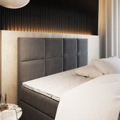 Masseno Lit Boxspring LENA 160X200 CM KRONOS 34, Graphite, Lit avec matelas et rangement* Ensemble Sommier Et Matelas