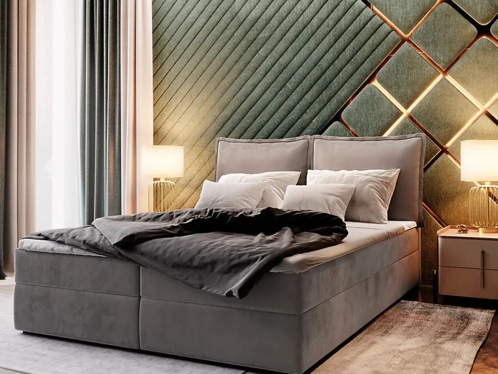 Lit Boxspring LENTE 180X200 CM MONOLITH 85, Gris, Lit avec matelas et rangement>Masseno Best