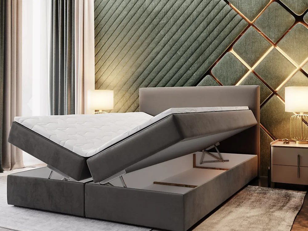 Lit Boxspring LENTE 180X200 CM LINCOLN 61, Rose, Lit avec matelas et rangement>Masseno Best