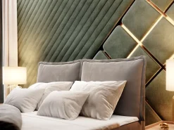 Masseno Lit Boxspring LENTE 160X200 CM MONOLITH 84, Gris clair, Lit avec matelas et rangement* Ensemble Sommier Et Matelas