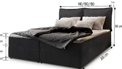 Masseno Lit Boxspring LENTE 180X200 CM LINCOLN 39, Vert foncé, Lit avec matelas et rangement* Ensemble Sommier Et Matelas