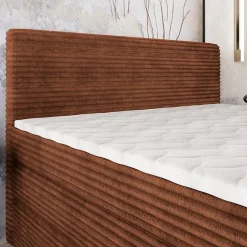 Masseno Lit Boxspring LUNERA 140X200 CM TILIA 52, Marron, Lit avec matelas et rangement* Ensemble Sommier Et Matelas
