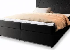 Masseno Lit Boxspring MADO 160X200 CM INARI 100, Noir, Lit avec matelas et rangement* Ensemble Sommier Et Matelas