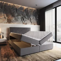 Masseno Lit Boxspring MADO 160X200 CM INARI 100, Noir, Lit avec matelas et rangement* Ensemble Sommier Et Matelas