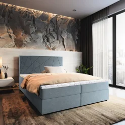 Lit Boxspring MADO 160X200 CM INARI 72, Bleu, Lit avec matelas et rangement>Masseno Online