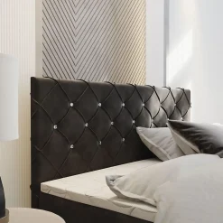 Masseno Lit Boxspring MANDI 180X200 CM MAGIC VELVET 2221, Bleu, Lit avec matelas et rangement* Ensemble Sommier Et Matelas