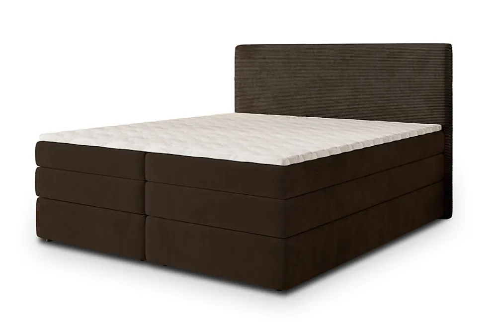 Lit Boxspring MATERN 180X200 CM POSO 06 + KRONOS 06, Marron, Lit avec matelas et rangement>Masseno Discount