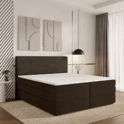 Lit Boxspring MATERN 180X200 CM POSO 06 + KRONOS 06, Marron, Lit avec matelas et rangement>Masseno Discount