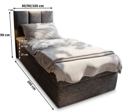 Lit Boxspring MERIL 100 100X200 CM SAWANA 16, Marron, Lit avec matelas et rangement><noscript><img width=