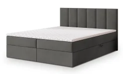 Masseno Lit Boxspring MERIL 160X200 CM KRONOS 15, Gris, Lit avec matelas et rangement* Ensemble Sommier Et Matelas