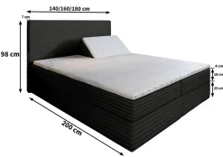 Lit Boxspring MILARA 160X200 CM TILIA 77, Bleu, Lit avec matelas et rangement><noscript><img width=