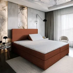 Masseno Lit Boxspring MILARA 160X200 CM TILIA 52, Cuivre, Lit avec matelas et rangement* Ensemble Sommier Et Matelas