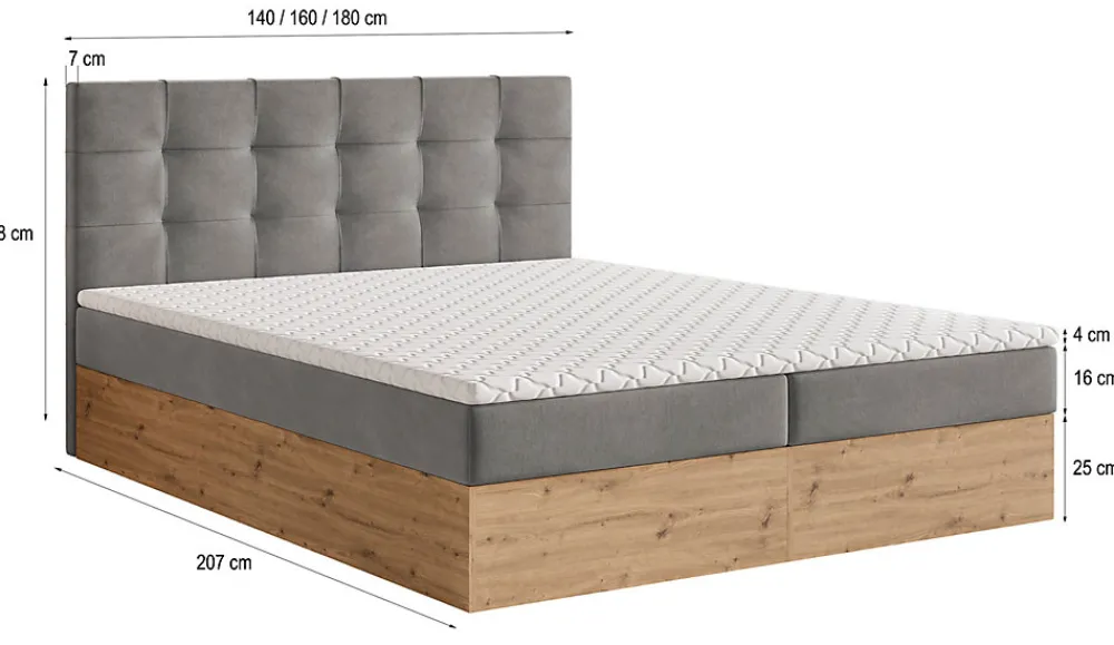 Lit Boxspring MOLVEN 180X200 CM SORO 21, Beige, Lit avec matelas et rangement>Masseno Best