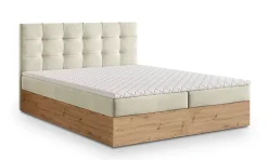 Masseno Lit Boxspring MOLVEN 140X200 CM SORO 02, Crème, Lit avec matelas et rangement* Ensemble Sommier Et Matelas