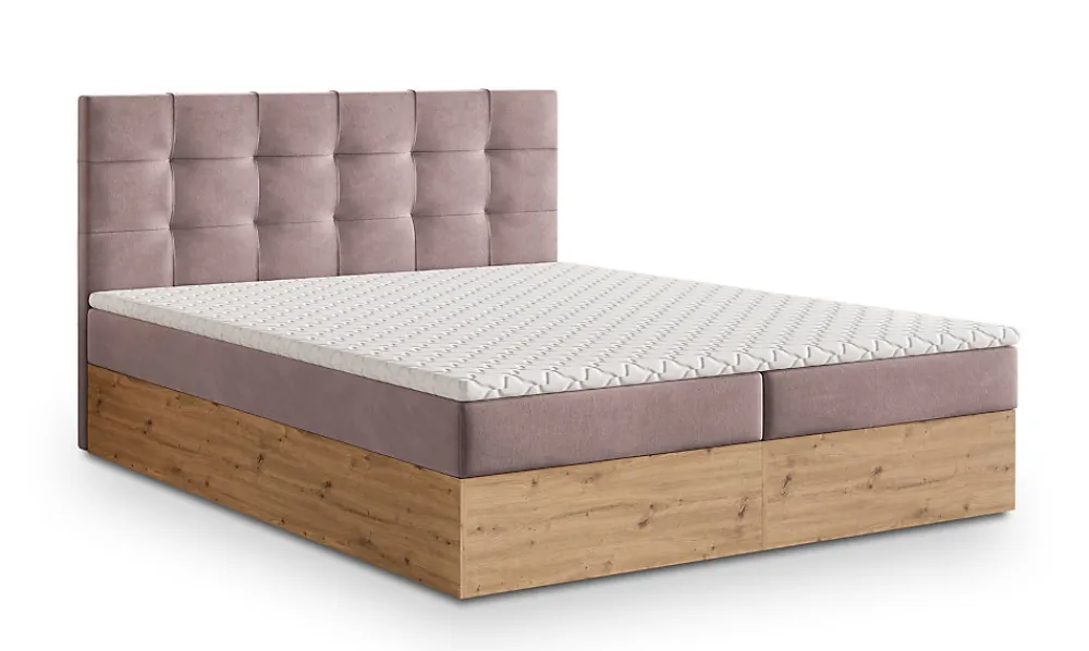 Lit Boxspring MOLVEN 140X200 CM SORO 61, Rose, Lit avec matelas et rangement>Masseno Outlet
