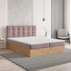 Lit Boxspring MOLVEN 140X200 CM SORO 61, Rose, Lit avec matelas et rangement>Masseno Outlet
