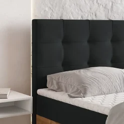 Masseno Lit Boxspring MOLVEN 180X200 CM SORO 100, Noir, Lit avec matelas et rangement* Ensemble Sommier Et Matelas