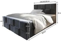 Masseno Lit Boxspring MONA 140X200 CM PAROS 02, Beige, Lit avec matelas et rangement* Ensemble Sommier Et Matelas