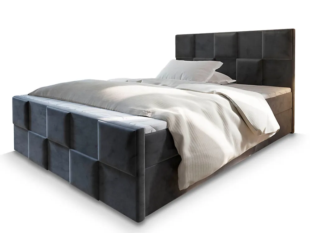 Lit Boxspring MONA 180X200 CM PAROS 06, Gris, Lit avec matelas et rangement>Masseno New