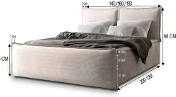 Masseno Lit Boxspring MONTA 180X200 CM LINCOLN 83, Beige, Lit avec matelas et rangement* Ensemble Sommier Et Matelas