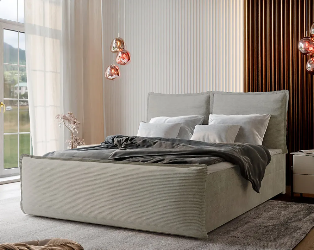 Lit Boxspring MONTA 180X200 CM LINCOLN 03, Crème, Lit avec matelas et rangement>Masseno Sale