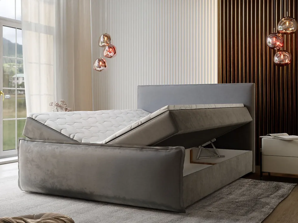 Lit Boxspring MONTA 180X200 CM LINCOLN 03, Crème, Lit avec matelas et rangement>Masseno Sale