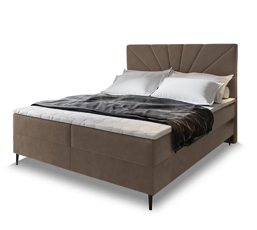 Masseno Lit Boxspring MURI 160X200 CM COSMIC 800, Marron, Lit avec matelas et rangement* Ensemble Sommier Et Matelas