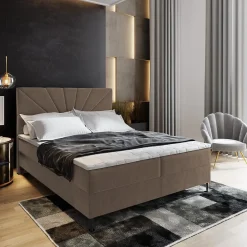 Masseno Lit Boxspring MURI 160X200 CM COSMIC 800, Marron, Lit avec matelas et rangement* Ensemble Sommier Et Matelas