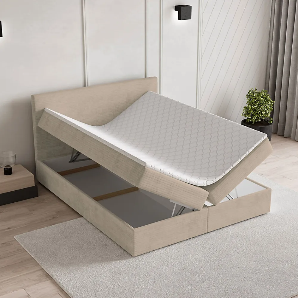 Lit Boxspring NIRA 140X200 CM ROMA 03, Crème, Lit avec matelas et rangement>Masseno Clearance