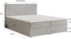 Masseno Lit Boxspring NIRA 140X200 CM ROMA 08, Jaune, Lit avec matelas et rangement* Ensemble Sommier Et Matelas