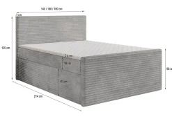 Lit Boxspring NOLEN 140X200 CM TILIA 62, Rose, Lit avec matelas et rangement><noscript><img width=
