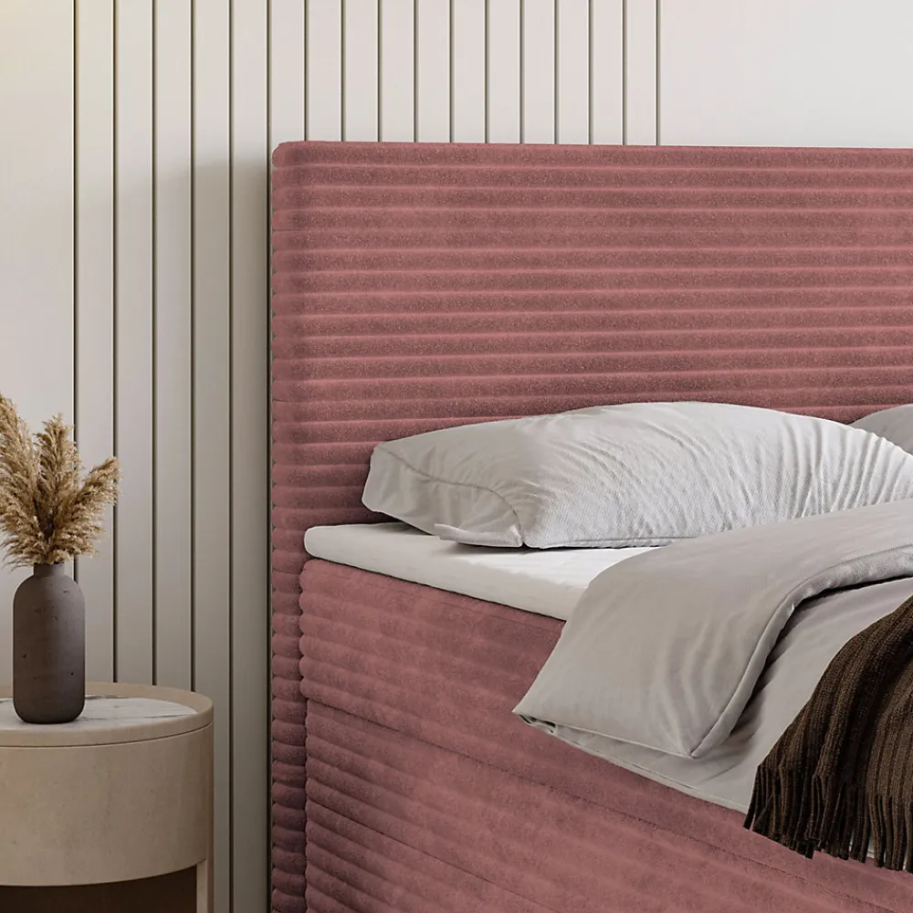 Lit Boxspring NOLEN 140X200 CM TILIA 62, Rose, Lit avec matelas et rangement>Masseno New