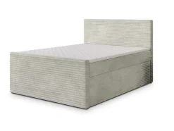 Masseno Lit Boxspring NOLEN 180X200 CM TILIA 83, Gris clair, Lit avec matelas et rangement* Ensemble Sommier Et Matelas