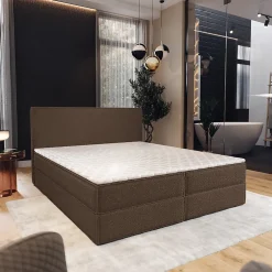 Lit Boxspring PELLIO 140X200 CM QUELLE 25, Marron, Lit avec matelas et rangement>Masseno New