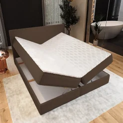 Lit Boxspring PELLIO 140X200 CM QUELLE 25, Marron, Lit avec matelas et rangement><noscript><img width=