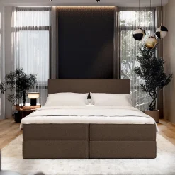 Lit Boxspring PELLIO 140X200 CM QUELLE 25, Marron, Lit avec matelas et rangement><noscript><img width=