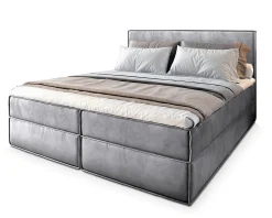 Lit Boxspring PELLIO 140X200 CM MONOLITH 84, Gris clair, Lit avec matelas et rangement>Masseno Outlet