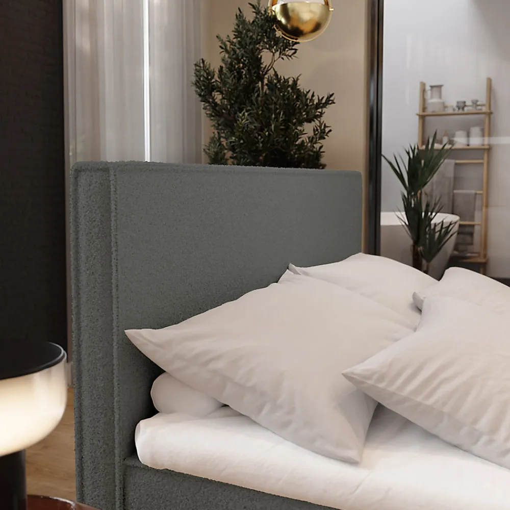 Lit Boxspring PELLIO 160X200 CM QUELLE 92, Gris, Lit avec matelas et rangement>Masseno Clearance
