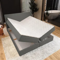 Lit Boxspring PELLIO 160X200 CM QUELLE 92, Gris, Lit avec matelas et rangement><noscript><img width=