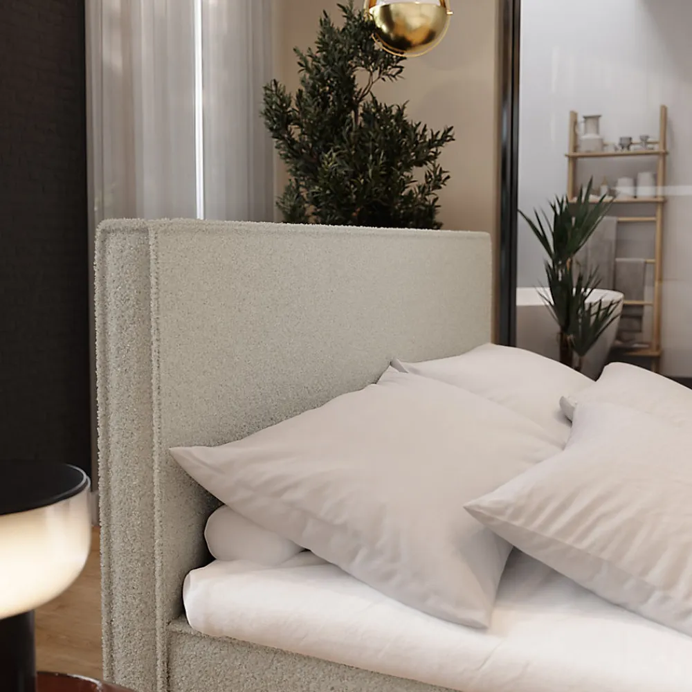 Lit Boxspring PELLIO 160X200 CM QUELLE 05, Beige, Lit avec matelas et rangement>Masseno