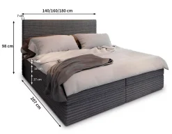 Masseno Lit Boxspring PISA 180X200 CM TILIA 56, Cuivre, Lit avec matelas et rangement* Ensemble Sommier Et Matelas