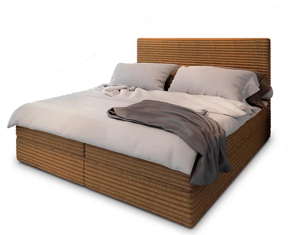 Masseno Lit Boxspring PISA 180X200 CM TILIA 56, Cuivre, Lit avec matelas et rangement* Ensemble Sommier Et Matelas