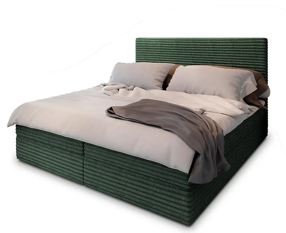 Masseno Lit Boxspring PISA 180X200 CM TILIA 39, Vert foncé, Lit avec matelas et rangement* Ensemble Sommier Et Matelas