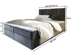 Lit Boxspring PRATA 180X200 CM PAROS 05, Gris clair, Lit avec matelas et rangement><noscript><img width=
