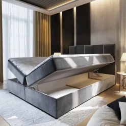 Lit Boxspring PRATA 140X200 CM KRONOS 09, Bleu, Lit avec matelas et rangement><noscript><img width=