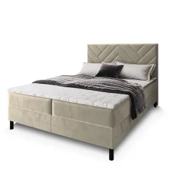 Masseno Lit Boxspring ROKIS 160X200 CM MONOLITH 04, Crème, Lit avec matelas et rangement* Ensemble Sommier Et Matelas