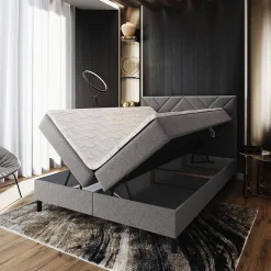 Masseno Lit Boxspring ROKIS 160X200 CM MONOLITH 04, Crème, Lit avec matelas et rangement* Ensemble Sommier Et Matelas