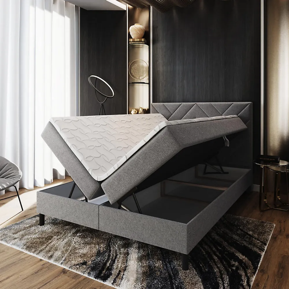 Lit Boxspring ROKIS 180X200 CM MONOLITH 62, Lilas, Lit avec matelas et rangement>Masseno Best