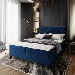 Lit Boxspring ROKIS 140X200 CM MONOLITH 77, Bleu, Lit avec matelas et rangement>Masseno Clearance